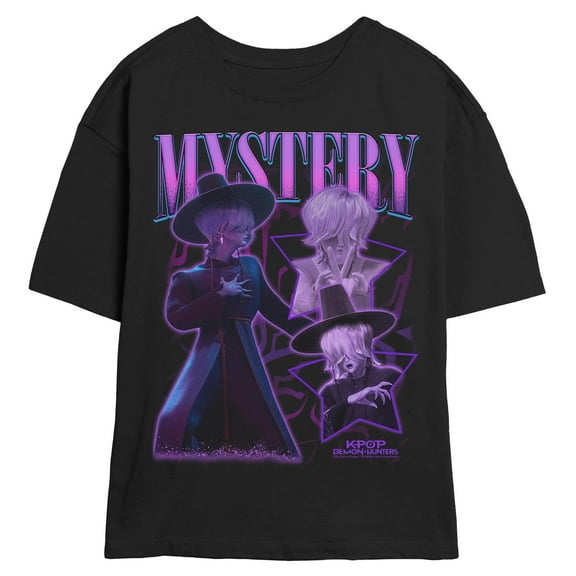 Juniors KPop Demon Hunters Mystery Saja Collage Logo T Shirt