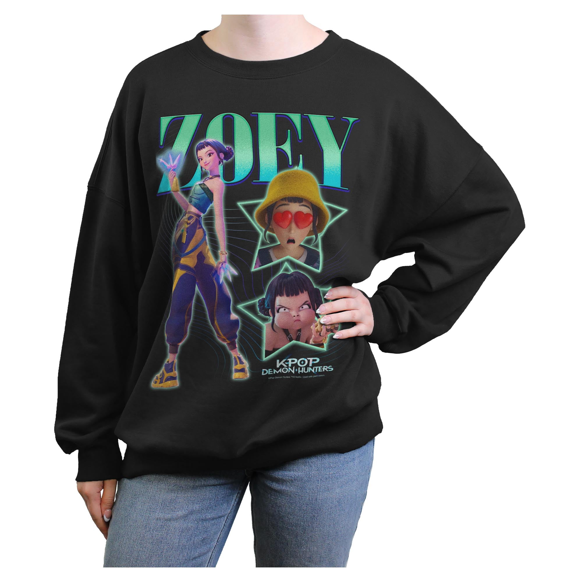 Juniors KPop Demon Hunters Zoey Stars Logo Sweatshirt - Walmart.com