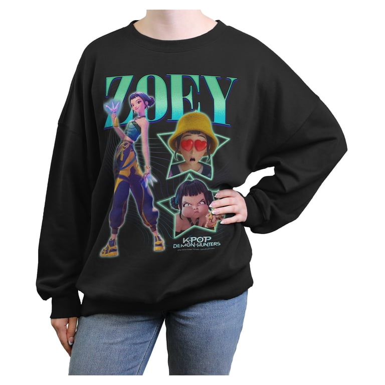 Juniors KPop Demon Hunters Zoey Stars Logo Sweatshirt - Walmart.com