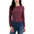 thumbnail image 1 of Juniors' Lace-Trim Long-Sleeve Top Deep Plum XL, 1 of 1