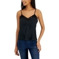 thumbnail image 1 of Juniors' Lace-Trim Satin Tank Top Black S, 1 of 1