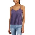 thumbnail image 1 of Juniors' Lace-Trim Satin Tank Top Grape Nut M, 1 of 1