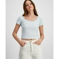 thumbnail image 1 of Juniors' Lace-Trimmed Ribbed Top Blue Wave XL, 1 of 1