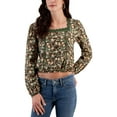 thumbnail image 1 of Juniors' Lace-Trimmed Square-Neck Top Deep Lichen Green XL, 1 of 1