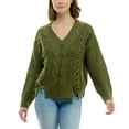 thumbnail image 1 of Juniors' Lace Up Sweater Cypress L, 1 of 1