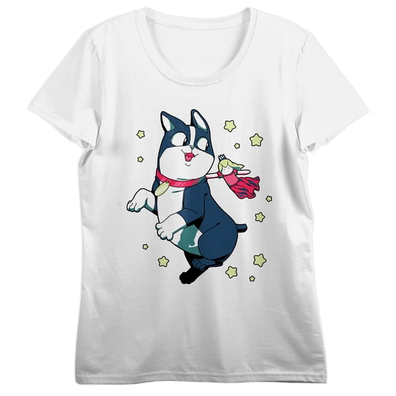 Let's Play Bowser with a Doll, Stars and Logo on White Short Sleeve Adult T-Shirt-Small