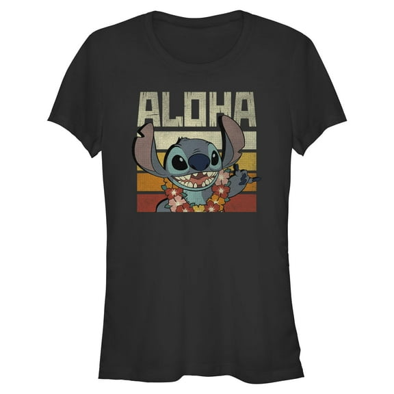 Juniors Lilo & Stitch Aloha Distressed Stitch T Shirt