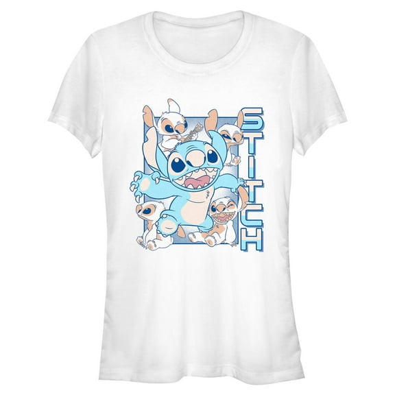 Juniors Lilo & Stitch Blue Stitch Faces T Shirt