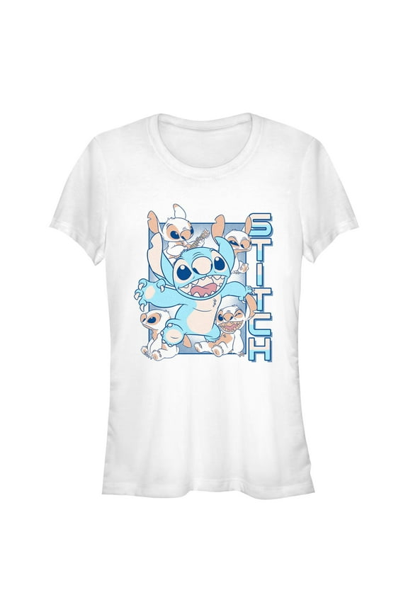 Juniors Lilo & Stitch Blue Stitch Faces T Shirt