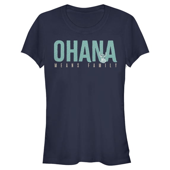 Juniors Lilo & Stitch Bold Ohana means Family T Shirt