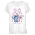 thumbnail image 1 of Juniors Lilo & Stitch Distressed Coquette Bow Couple T Shirt, 1 of 5