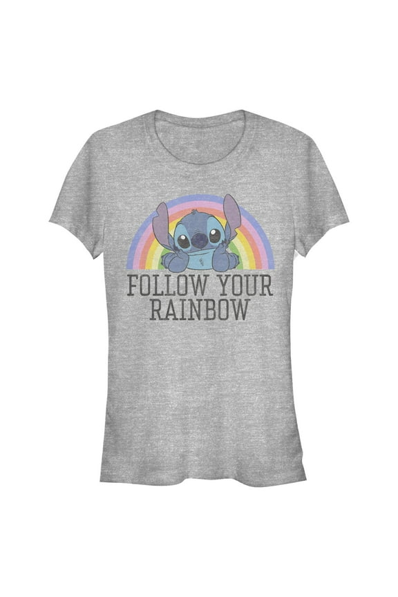 Juniors Lilo & Stitch Follow Your Rainbow T Shirt