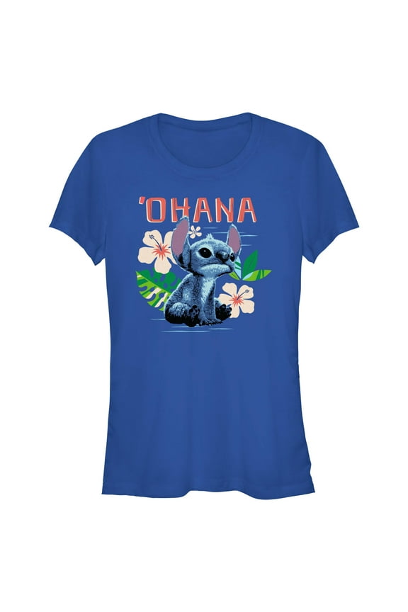 Juniors Lilo & Stitch Ohana Flowers T Shirt