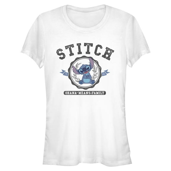 Juniors Lilo & Stitch Ohana Means Family Collegiate T Shirt