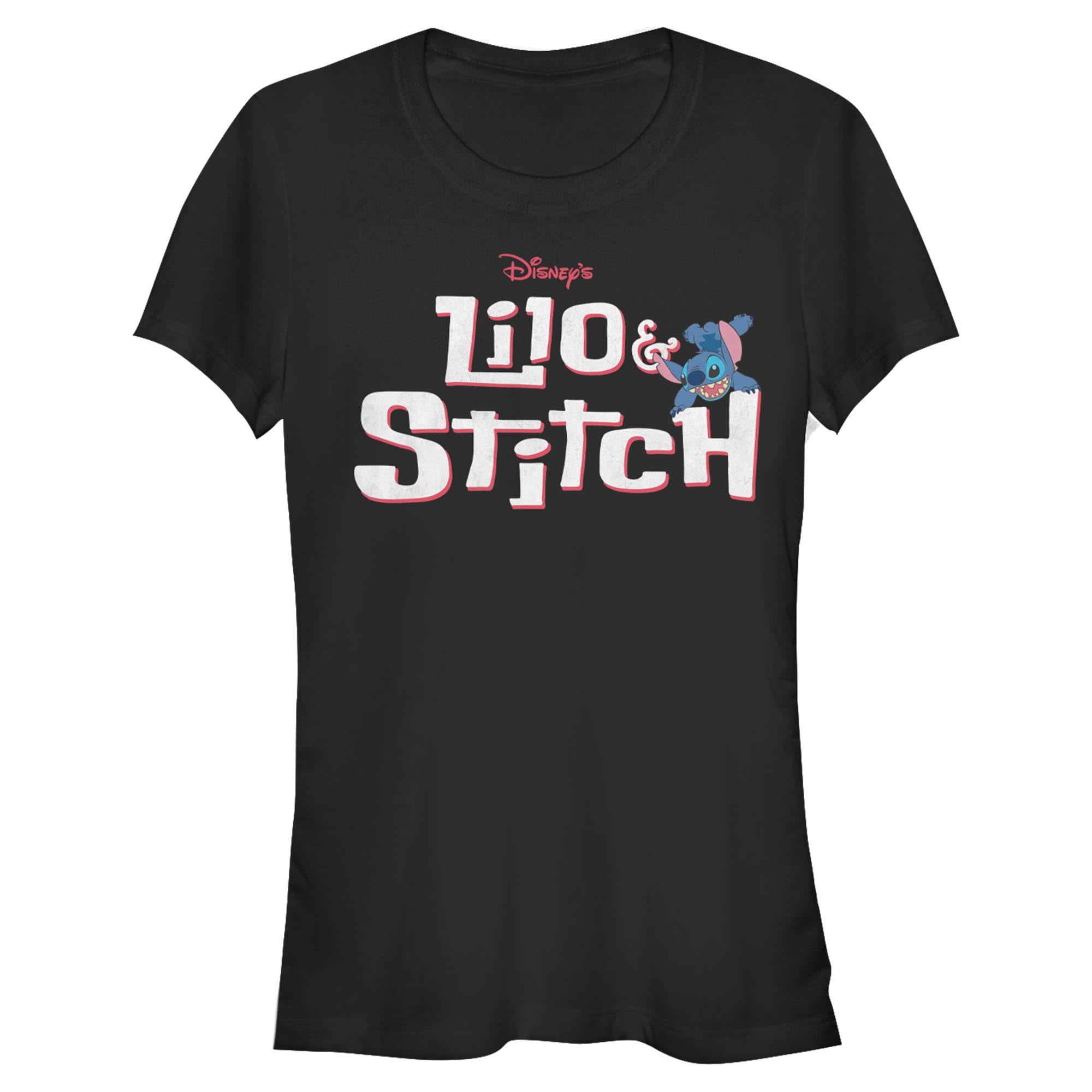 Juniors Lilo & Stitch Red and White Logo T Shirt - Walmart.com