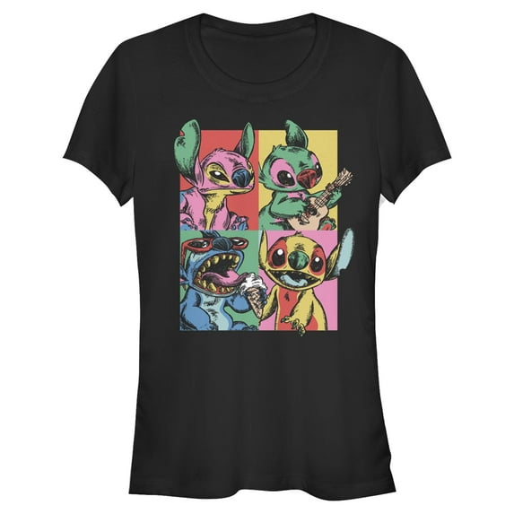 Juniors Lilo & Stitch Retro Panel T Shirt