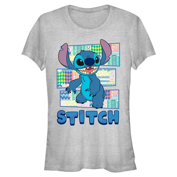 Juniors Lilo & Stitch Retro Pattern Panels T Shirt