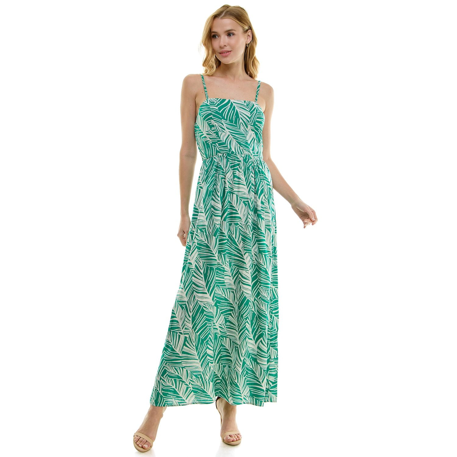 Juniors Lily Rose Square Neck Sleeveless Maxi Dress Color Sage Print Size LARGE Walmart