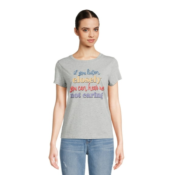 Juniors' Listen Closely Graphic Tee with Short Sleeves, Sizes XS-XXXL