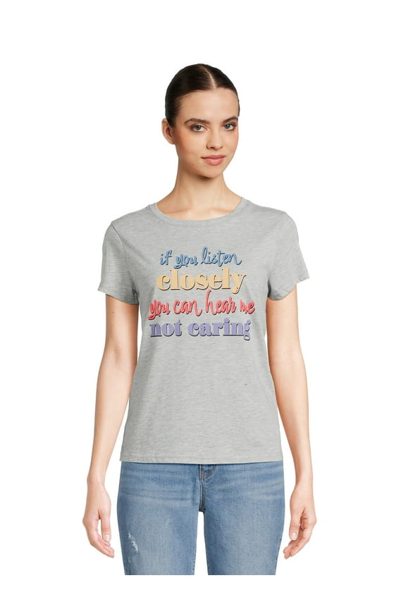 Juniors' Listen Closely Graphic Tee with Short Sleeves, Sizes XS-XXXL