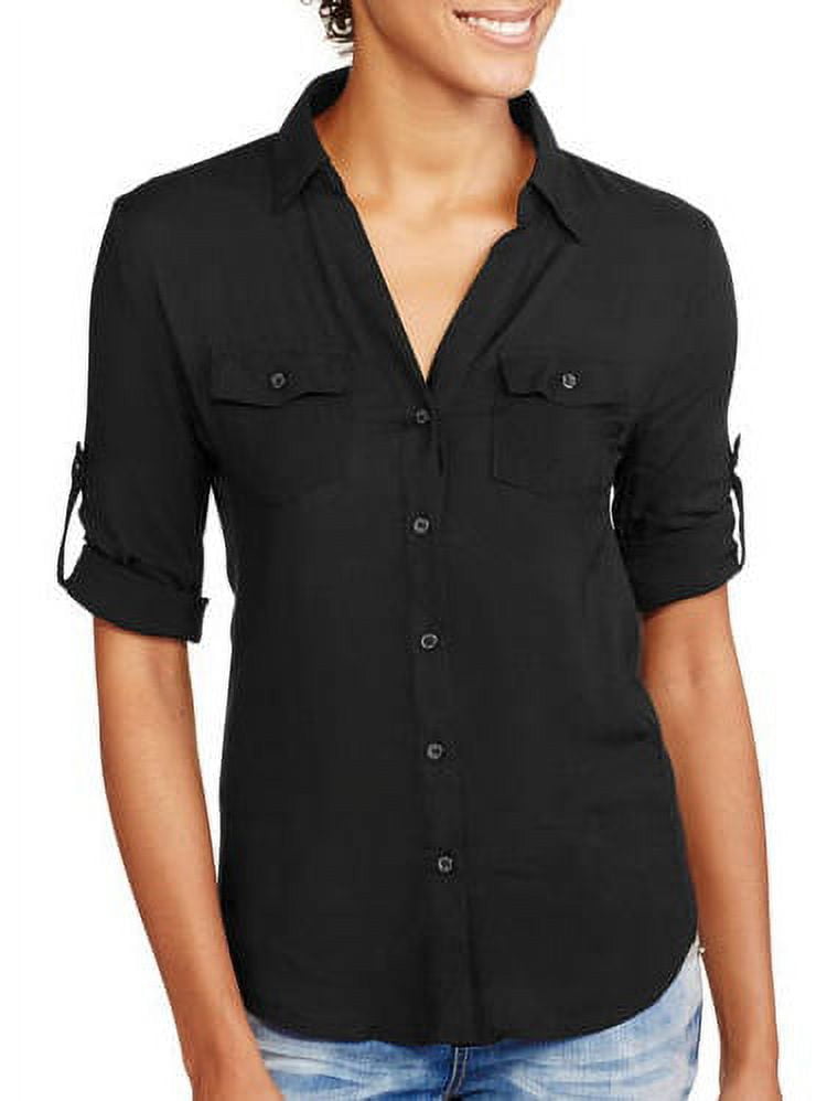 juniors black button down shirt