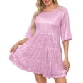 thumbnail image 1 of Juniors Loose Fit Dresses Homecoming Dresses for Women Short Sleeve Midi Mini Petite Formal Date Night Gowns Evening Sequin Bling Glitter Basic Summer Fall 2025, 1 of 9
