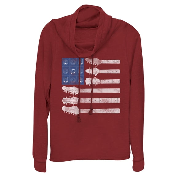 Juniors Lost Gods American Rocking Flag Cowl Neck Sweatshirt