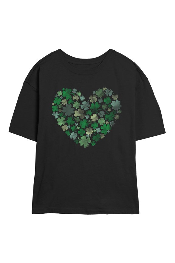 Juniors Lost Gods Heart Shamrocks Logo T Shirt