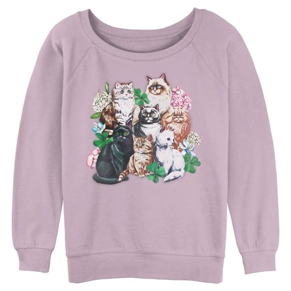 Juniors Lost Gods Kitties and Shamrocks Sweatshirt