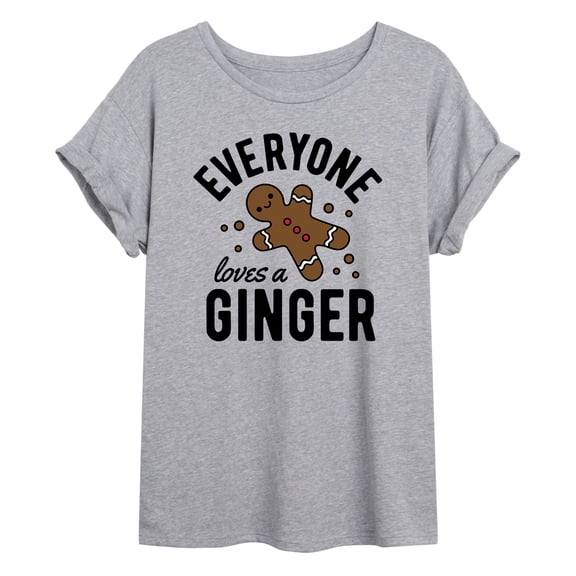 Instant Message - Everyone Loves Gingerbread Man - Juniors Oversized Graphic T-shirt