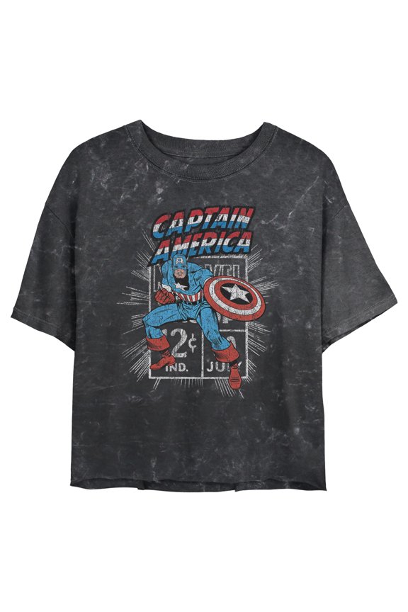 Juniors Marvel Captain Comic Stamp T Shirt