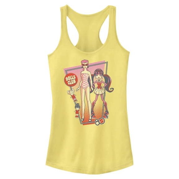 Juniors Mattel Barbie and Monster High Dolls Club Racerback Tank