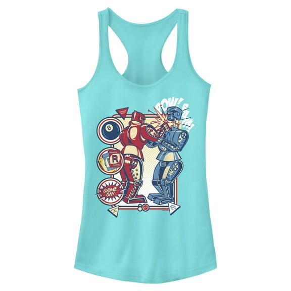 Juniors Mattel Blue Bomber and Red Rocker Robots Game On Racerback Tank