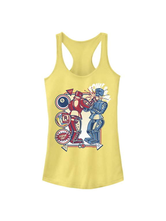 Juniors Mattel Blue Bomber and Red Rocker Robots Game On Racerback Tank