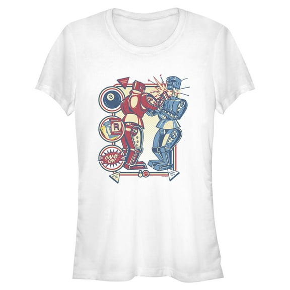 Juniors Mattel Blue Bomber and Red Rocker Robots Game On T Shirt