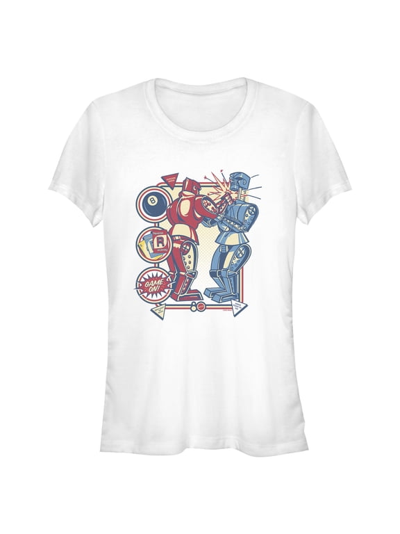 Juniors Mattel Blue Bomber and Red Rocker Robots Game On T Shirt