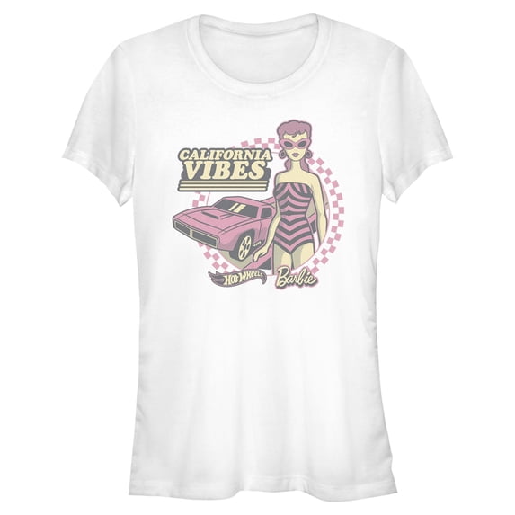 Juniors Mattel Hot Wheels and Barbie California Vibes T Shirt