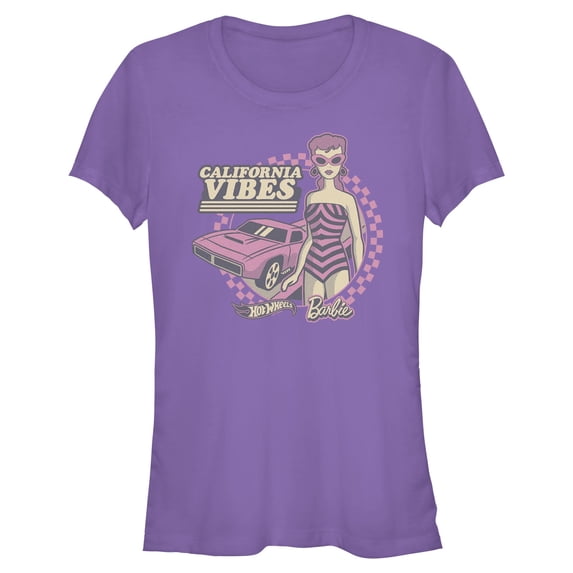 Juniors Mattel Hot Wheels and Barbie California Vibes T Shirt