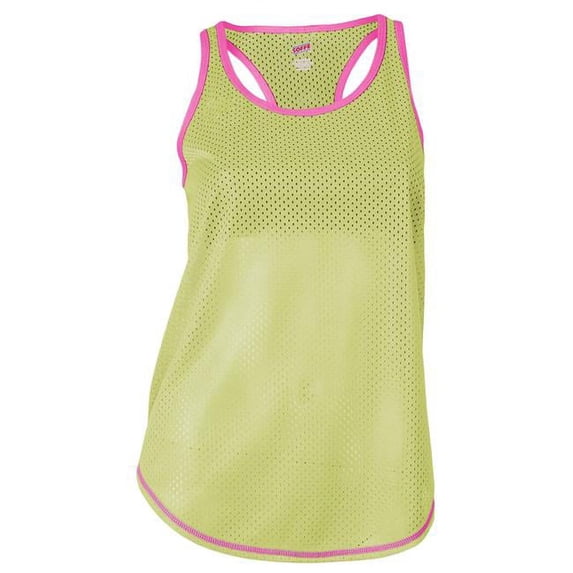 Juniors Mesh Pinnie Tank, Kool Kiwi & Neon Pink - Small