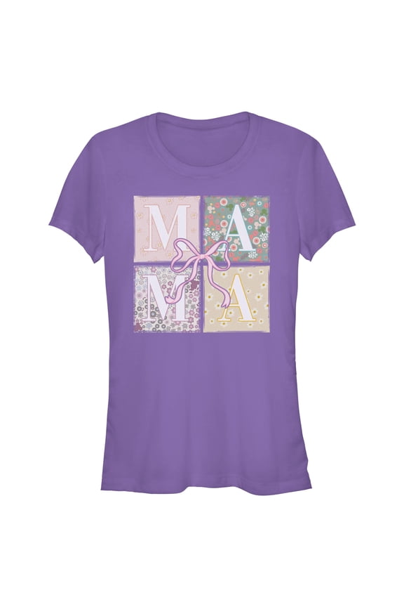 Juniors Mickey & Friends Box Patterns Mama Bow T Shirt