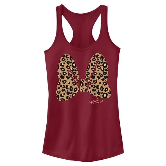 Juniors Mickey & Friends Cheetah Print Minnie Mouse Bow Racerback Tank