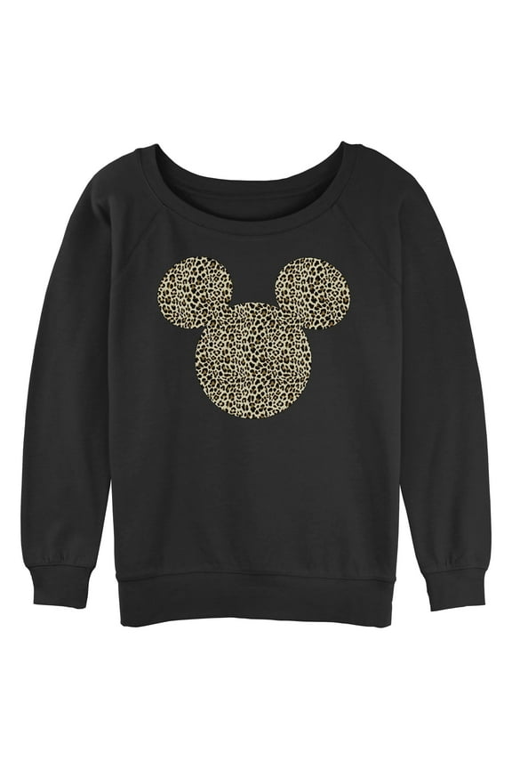 Juniors Mickey & Friends Cheetah Print Mouse Logo Sweatshirt