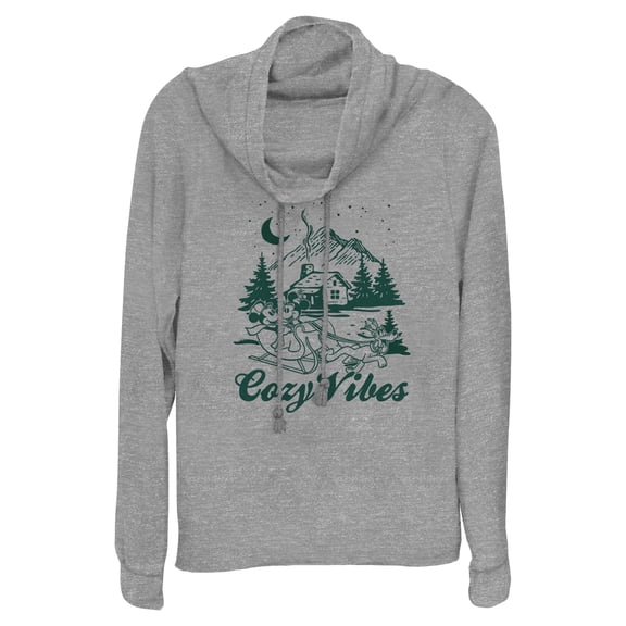 Juniors Mickey & Friends Cozy Vibes Cabin Cowl Neck Sweatshirt