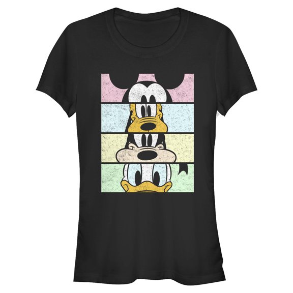 Juniors Mickey & Friends Distressed Group Cropped Portraits T Shirt