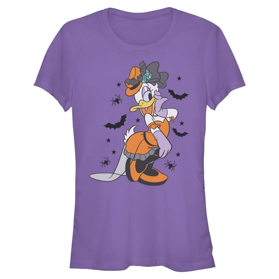 Juniors Mickey & Friends Halloween Daisy Elegant Dress Bats and Spiders T Shirt