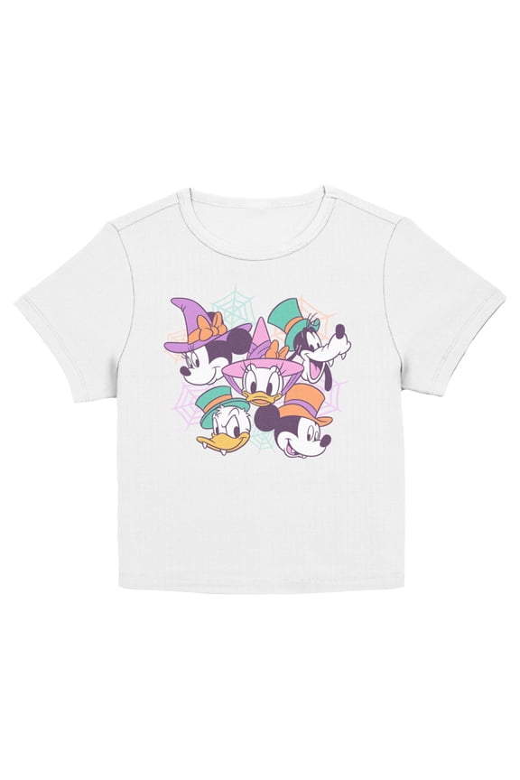 Juniors Mickey & Friends Halloween Pop Group Faces T Shirt