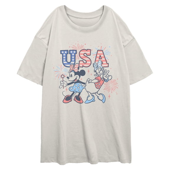 Juniors Mickey & Friends Minnie and Daisy Fireworks T Shirt