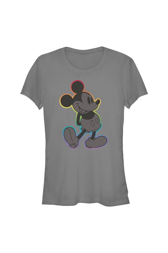 Juniors Mickey & Friends Rainbow Outline Mickey T Shirt