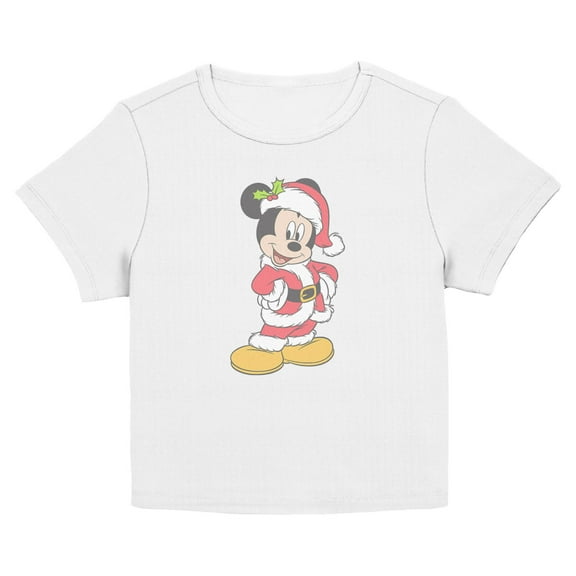 Juniors Mickey & Friends Santa Classic Hands on Hips Pose T Shirt