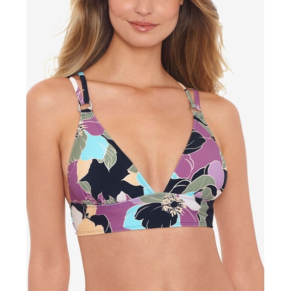 Juniors' Midnight Bloom Printed Top Black Multi DDD